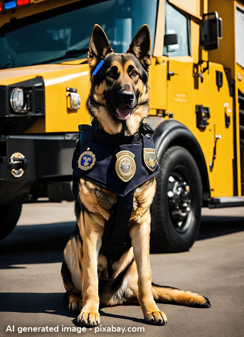 AI generated image of a K9 police dog